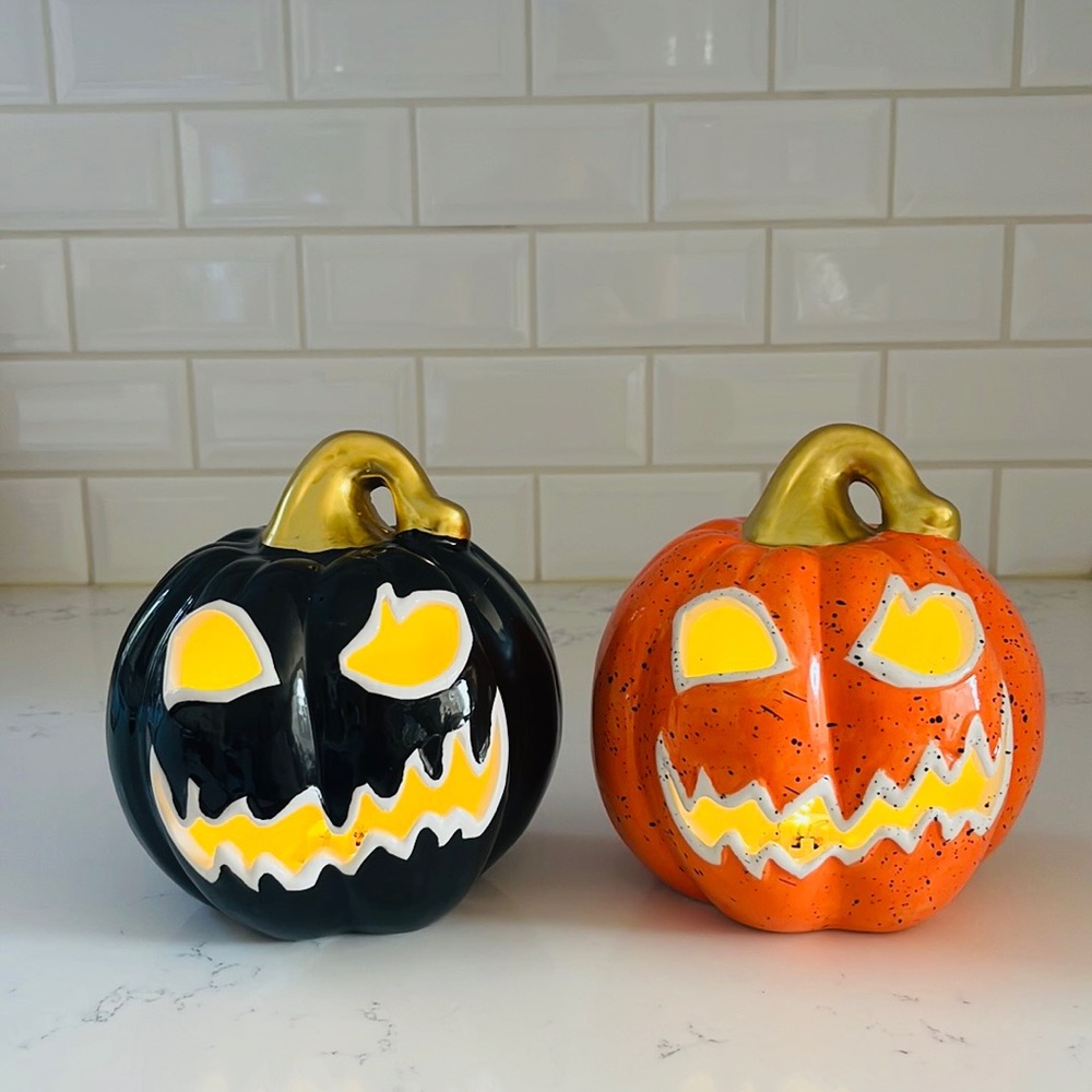 Rite Aid Black Ceramic Light Up Jack O Lantern Pumpkin 🎃 - Picture 11 of 11
